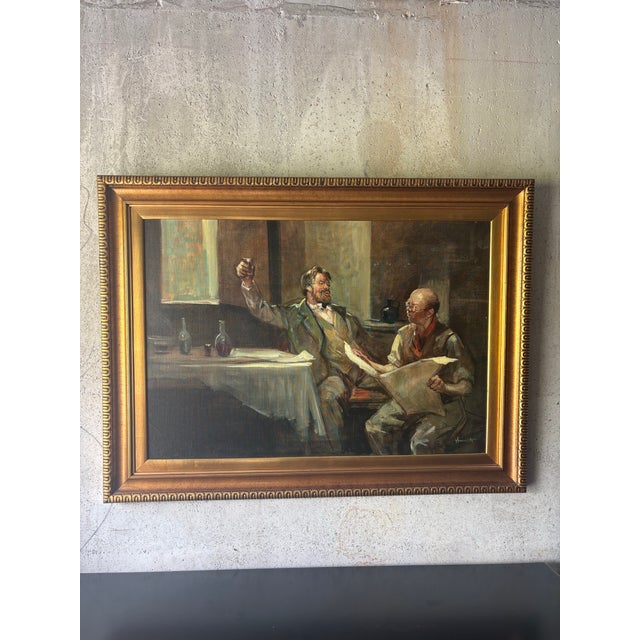 1950s Vintage Italian Figurative Oil Painting by Giordano Giovanetti, 1950s For Sale - Image 5 of 12