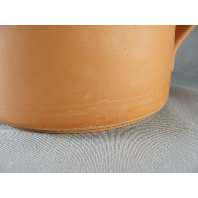 Shabby Chic 3 Quart Terra Cotta and Glazed Peach Ceramic Pottery Pitcher For Sale - Image 3 of 13