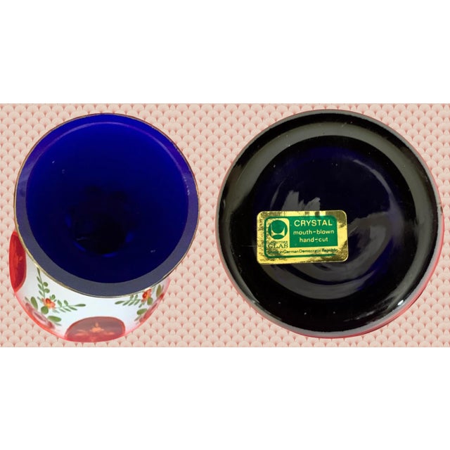 Mouth Blown Lausitzer Cobalt Blue Floral Vase For Sale - Image 17 of 17