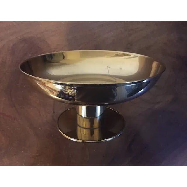 1930's Austrian brass centerpiece or footed tazza in the manner of Tommi Parzinger. Exceptional quality and design with...