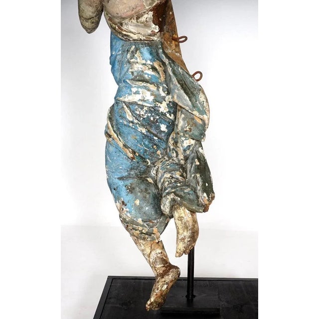 Sky Blue 17th Century Italian Carved and Polychrome Angel Figures - a Pair For Sale - Image 8 of 11