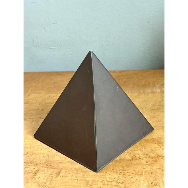 Late 20th Century Vintage Sarreid Patinated Metal Pyramid Sculpture For Sale - Image 5 of 12