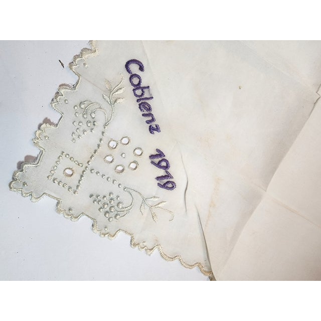 Set of 3 French Antique Handkerchiefs From Ww1 For Sale - Image 15 of 16