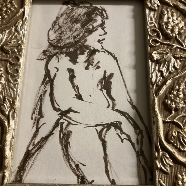 Original 4 x 6 marker drawing on paper unsigned study Overall size with frame is 7.25 x 9.25