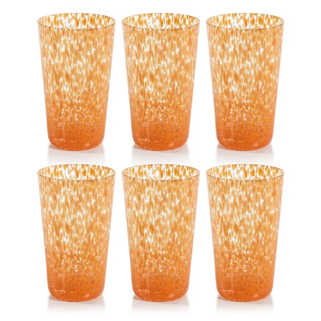 Willa Speckled Highball Glasses - Orange, Set of 6 For Sale - Image 4 of 4