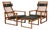 2254 Oak Sled Lounge Chairs and Ottoman in Cane attributed to Børge Mogensen for Fredericia, 1956, Set of 3 For Sale