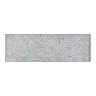 Turkish Oushak Hand Knotted Wool Rug, 3'x10'1" For Sale