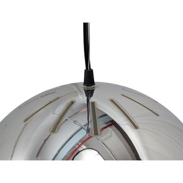 Chrome Steel Pendant Lamps, 1970s, Set of 2 For Sale - Image 6 of 9