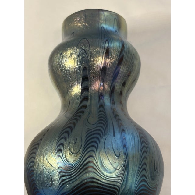 Contemporary Antique Loetz Art Nouveau Phänomen Genre 8060 Rubin Iridescent Glass Vase C1900 For Sale - Image 3 of 10