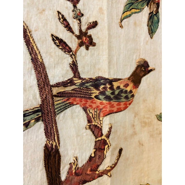 Textile Vintage Quilt Hand-Stitched Tree of Life Textile Panel Broderie Perse Appliqué Linen Tapestry For Sale - Image 7 of 13