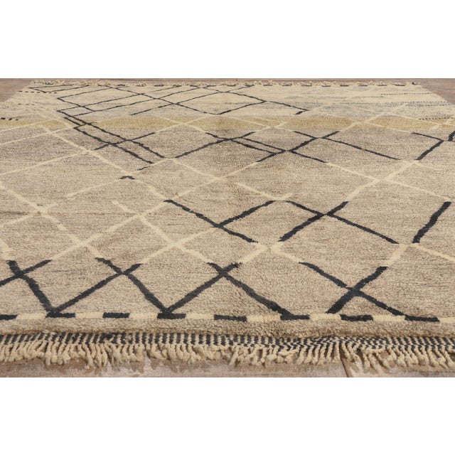 Organic Modern Beni Mrirt Moroccan Rug, 10'07 X 13'02 For Sale - Image 9 of 10