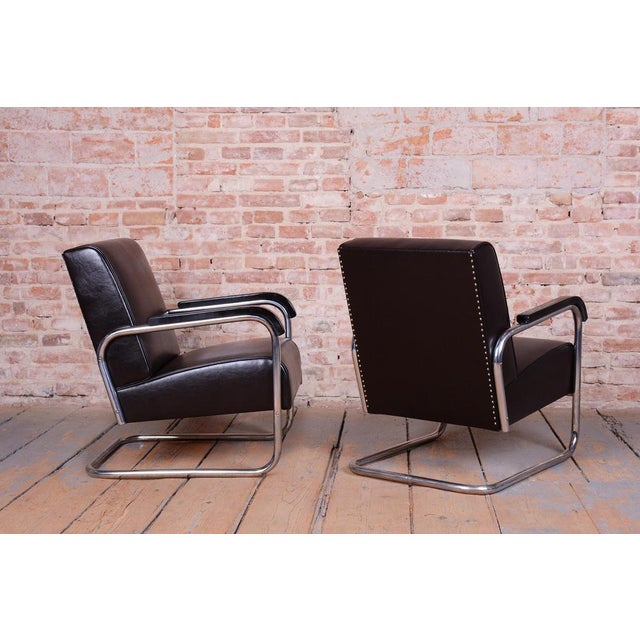 Bauhaus Armchair in Chrome and Leather from Hynek Gottwald, Czech, 1930s For Sale - Image 13 of 15