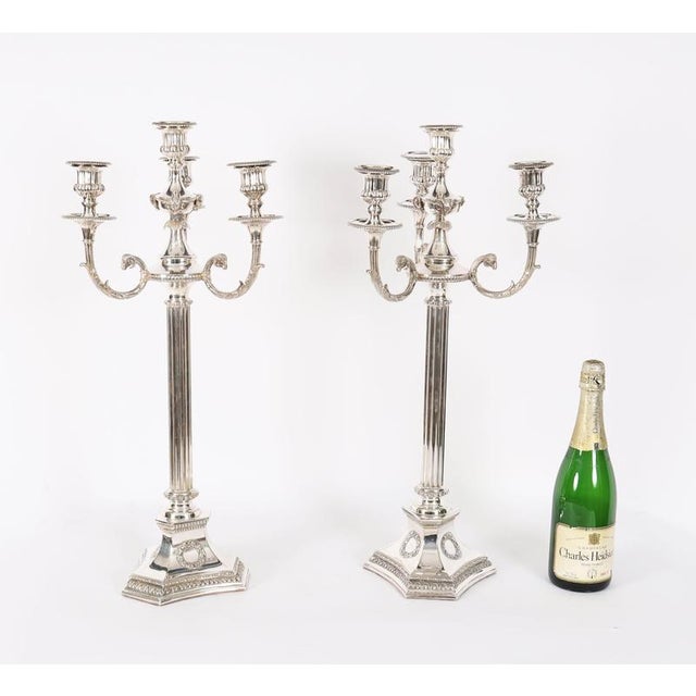 Antique Large Silver Plated Four Light Candelabra, Set of 2 For Sale - Image 18 of 18