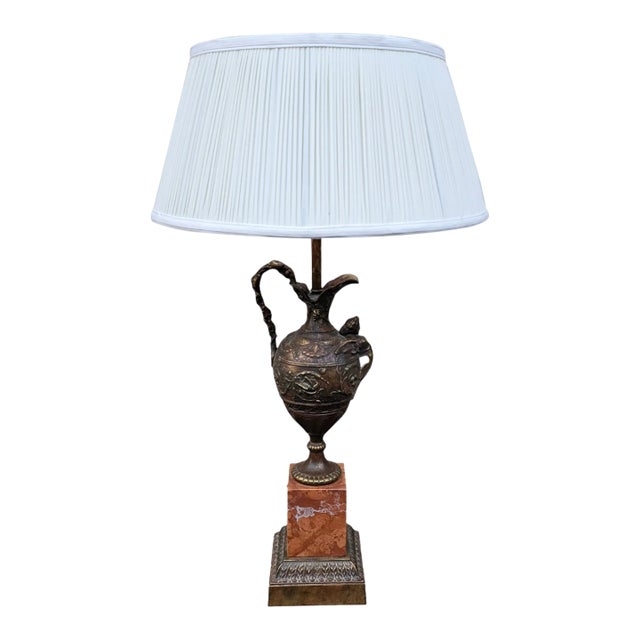 Vintage Patinated Bronze Urn Form and Marble Lamp Attributed to Tony Paul for Westwood Industries For Sale