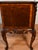 French Antique 1920 Louis XV Burl Walnut Lowboy Chest Banded Satinwood Carving Two Drawers For Sale - Image 3 of 11