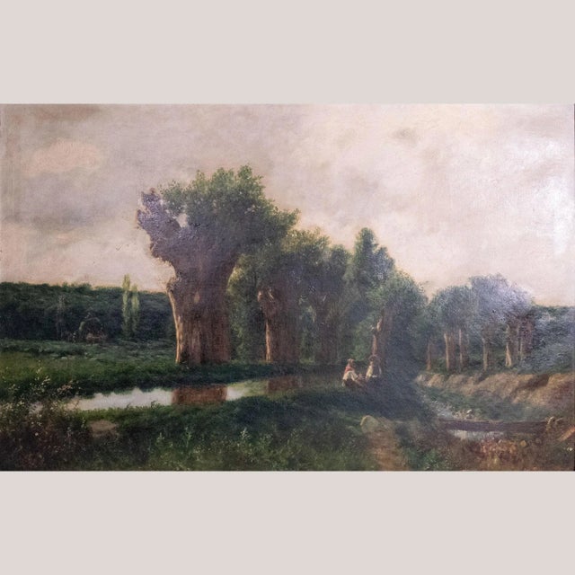 Pastoral Riverbank Scene, Oil on Canvas, Framed For Sale - Image 6 of 6