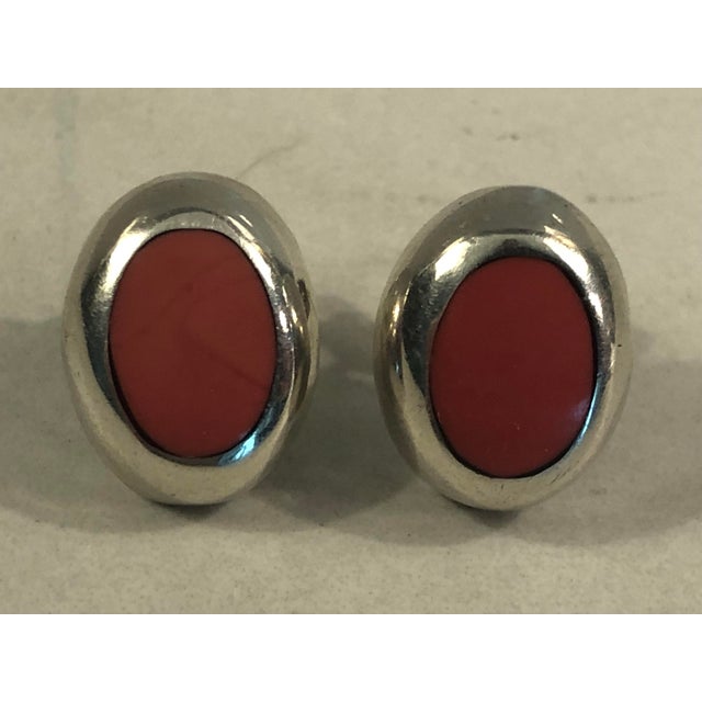 These eye catching Mexico Red Jasper Cabochon Sterling Earrings will be a simply elegant addition to any vintage jewelry...