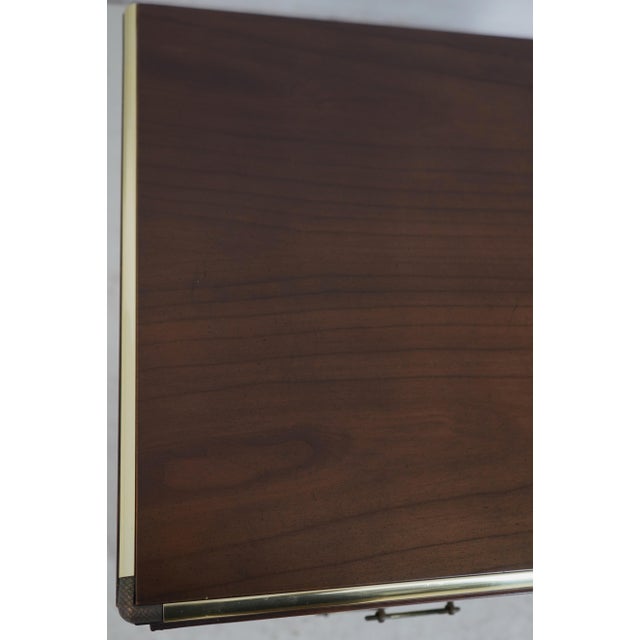 Baker 3 Drawer Cherry Oriental Campaign Style Chest For Sale - Image 9 of 17