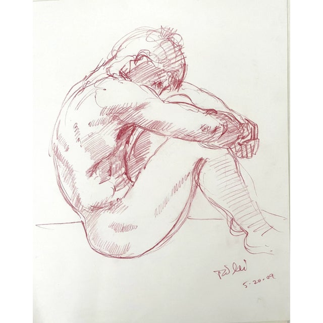 2000 - 2009 Richard Taddei Male Nude Drawing on Paper. Signed and Dated. For Sale - Image 5 of 5