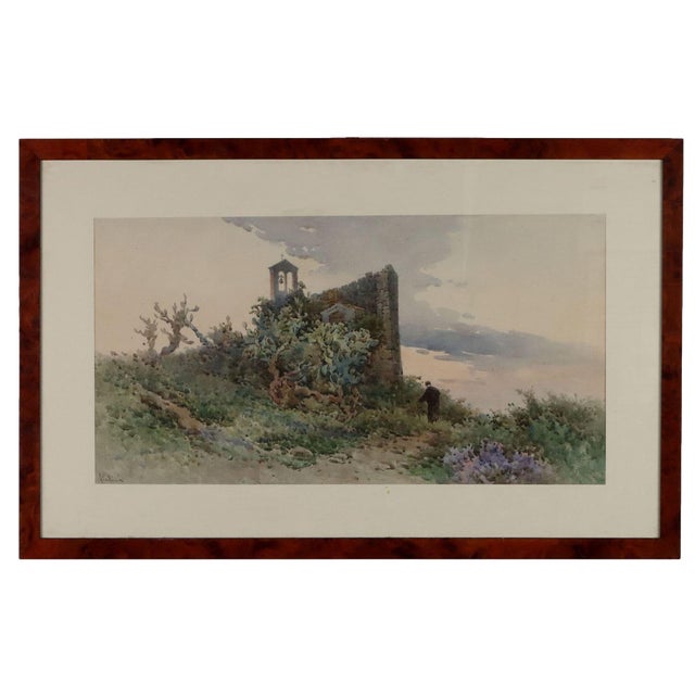 Angelos Giallinas, Landscape, Watercolor For Sale