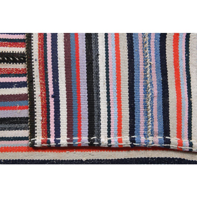 Vintage Turkish Hand-Knotted Wool Cotton Pink Kilim Area Rug For Sale - Image 4 of 10