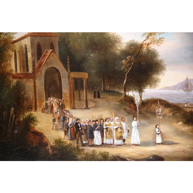 French Oil Church Painting La Procession Chairish