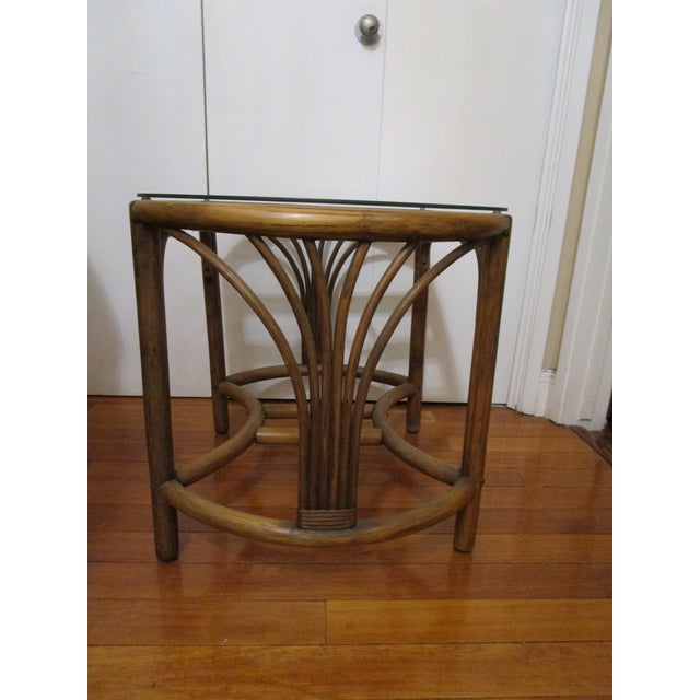 Wood 1960s Mid Century Modern Bamboo Side or Coffee Table With Glass Top For Sale - Image 7 of 10