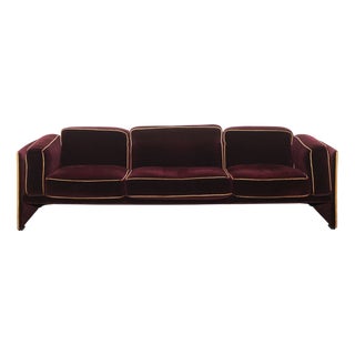 Duc Three-Seater Sofa in Burgundy Velvet by Mario Bellini for Cassina, 1970s For Sale