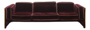 Duc Three-Seater Sofa in Burgundy Velvet by Mario Bellini for Cassina, 1970s