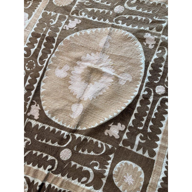 Tribal Suzani Wall Hanging Decor 4'3'' X 4'7'' For Sale In New York - Image 6 of 7