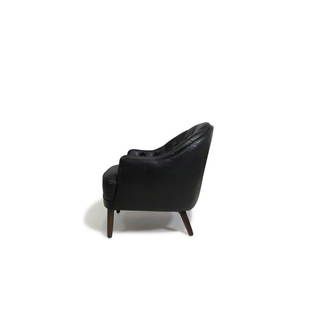 Mid 20th Century Pair of Sculptural Danish Club Chairs in Black Leather Attributed to Georg Kofoed For Sale In San Francisco - Image 6 of 14