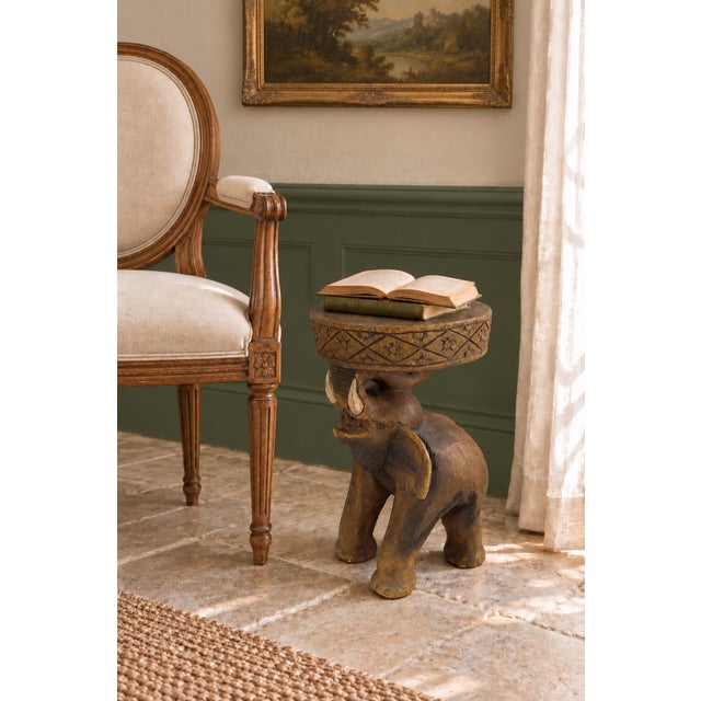 Vintage Thai Hand-Carved Hardwood Elephant Side Table / Sculptural Stool For Sale - Image 18 of 18
