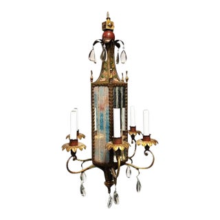 Vintage Chinoiserie Mirrored Chandelier For Sale
