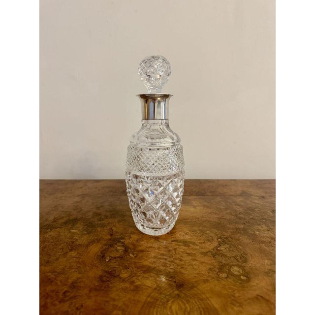 1900 - 1909 Antique Edwardian Silver Collar Shaped Decanter, 1900, Set of 2 For Sale - Image 5 of 6