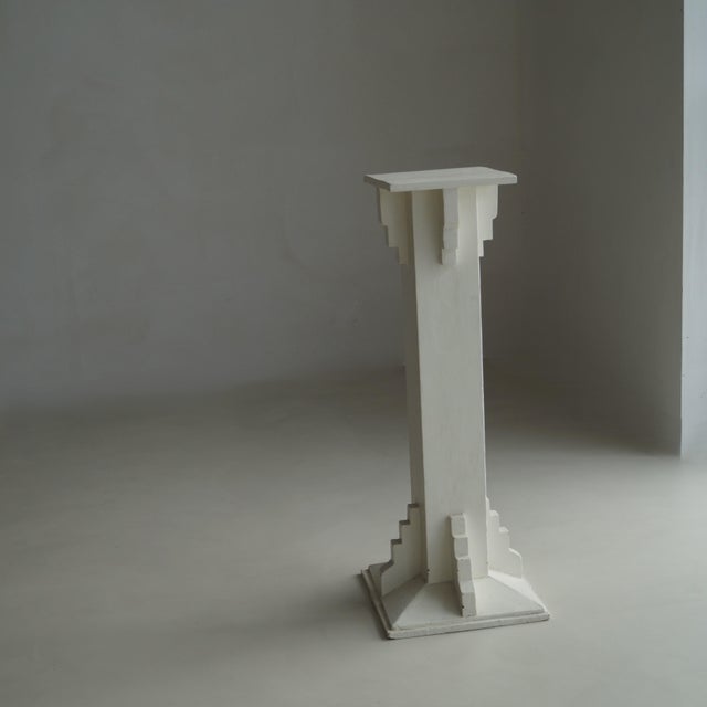 Tall Amsterdam School Pedestal in White Paint, 1920s For Sale - Image 6 of 16