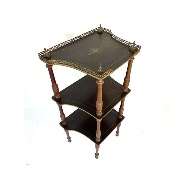Napoleon III Side Table in Walnut and Brass For Sale - Image 3 of 15