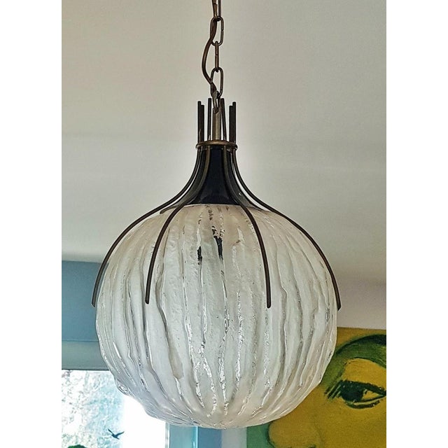 Black Glass Ball Pendant Lamp by Angelo Brotto, Italy, 1960s For Sale - Image 8 of 18