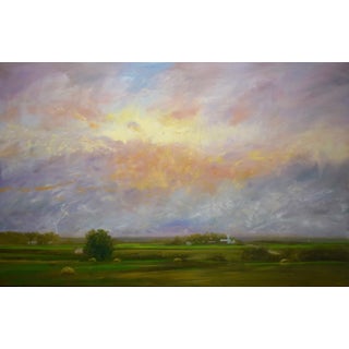 Approaching Storm by Ray Knaub | Oil Painting of a stormy sky over a rural landscape For Sale