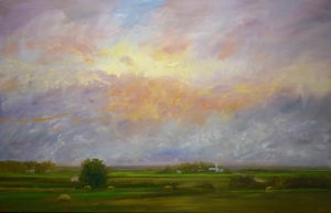 Approaching Storm by Ray Knaub | Oil Painting of a stormy sky over a rural landscape
