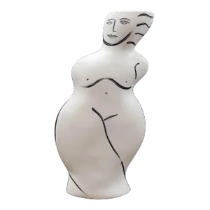 Mid 20th Century Donna Polseno Signed Studio Pottery Large Abstract Female Woman Figure Vase