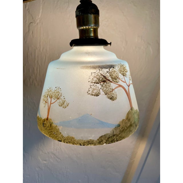 Early 20th Century Early 20th Century Art Deco Floor Bridge Lamp With Painted Shade For Sale - Image 5 of 12