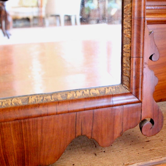 George II Period Walnut and Parcel Gilt Mirror With Carved and Gilt Shell Crest For Sale - Image 10 of 11