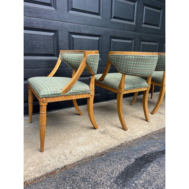 Set of 4 Custom Restoration Hardware Swedish Demi-Lune Chairs For Sale - Image 10 of 14