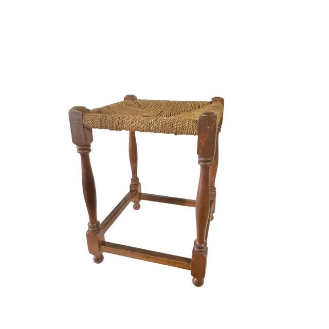 Early 20th Century Antique English Oak Rope Stool | Chairish