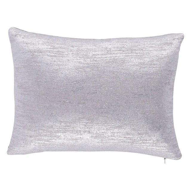 Italian Schumacher Argento 16" Lumbar Pillow in Mercury For Sale - Image 3 of 3