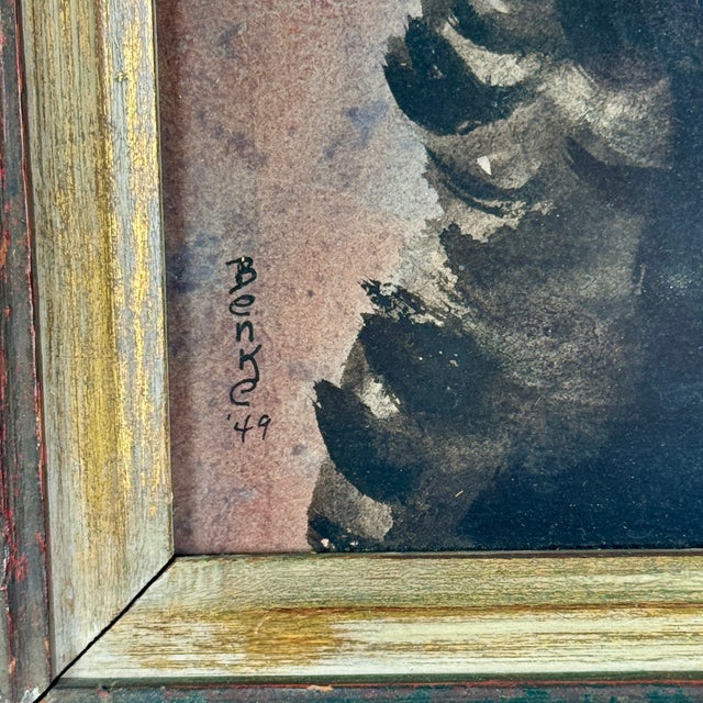 1940s Enigmatic Original Watercolor Head Portrait Painting of Young Woman, Signed, Circa 1949 For Sale - Image 5 of 11