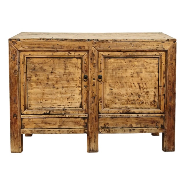 Aged Poplar Double Cabinet For Sale