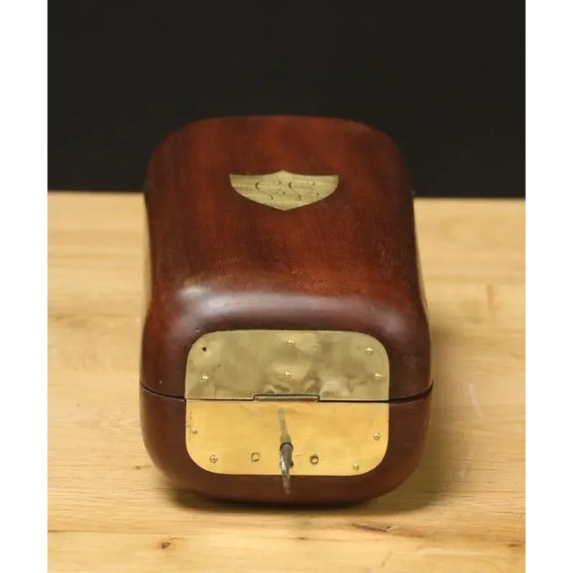 Wood Case in Wood and Brass with Key For Sale - Image 7 of 8