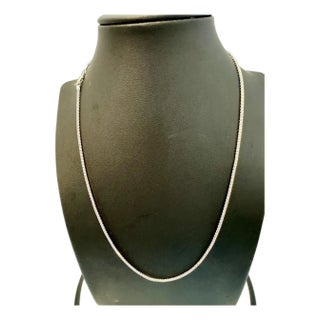 Vintage Unisex 14kt White Gold 17 Inch long Chain 1.6 mm, Italian , 3.8 gm For Sale