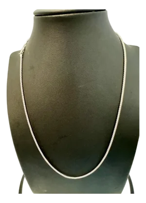 Vintage Unisex 14kt White Gold 17 Inch long Chain 1.6 mm, Italian , 3.8 gm